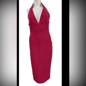 NWOT Pink Sleeveless Bodycon Backless Halter Dress Large Sexy Malibu Core Club